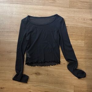 Aerie Mesh Dark Grey-Black Long Sleeve Top